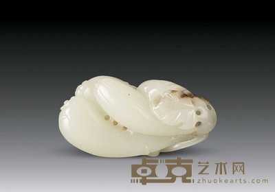 清 白玉刻瓜果挂件 6.5×3.5cm
